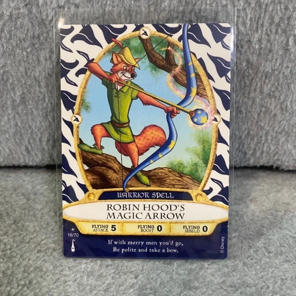 Disney Sorcerers Magic Kingdom Card Robin Hood Magic Arrow 16/70 Blue EUC
